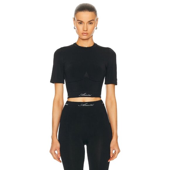 AMIRI Tops - Amiri Seamless Short Sleeve Top in Black